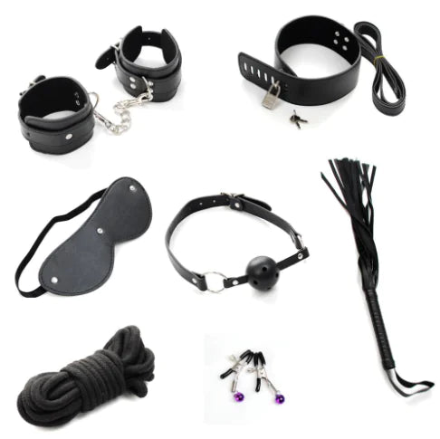 Adult Toys Set with Leather Straps (7 Pieces)